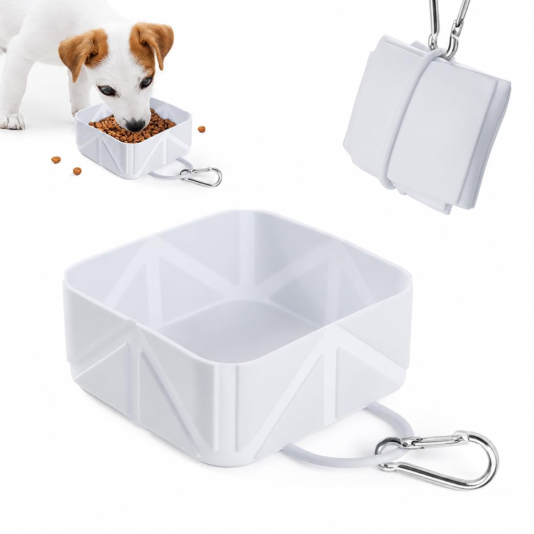 1 Piece Portable Dog Drinking Bowl 500 ml, Silicone Collapsible Bowl for Cat and Dog, Outdoor Feeder and Drinker, Camping Bowl (Grey)