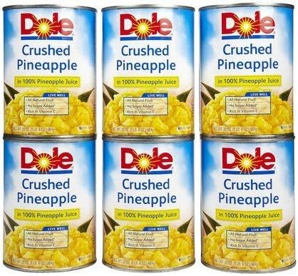 Dole Crushed Pineapple in 100% Juice, No Sugar Added 20 oz (Pack of 12)