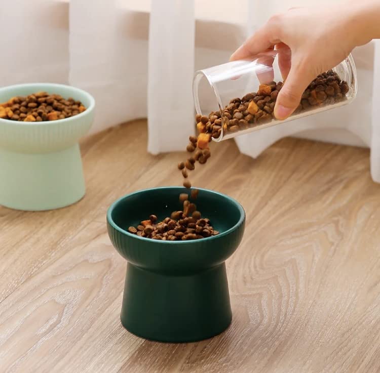 Image of PETANGEL Ceramic Cat Food Or Water Bowl, 2 Pcs Raised Cat Feeder Dishes with Stand, Elevated Pet Food Bowl for Cats and Small Dogs, Stress Free Backflow Prevention & Reduce Neck Burden