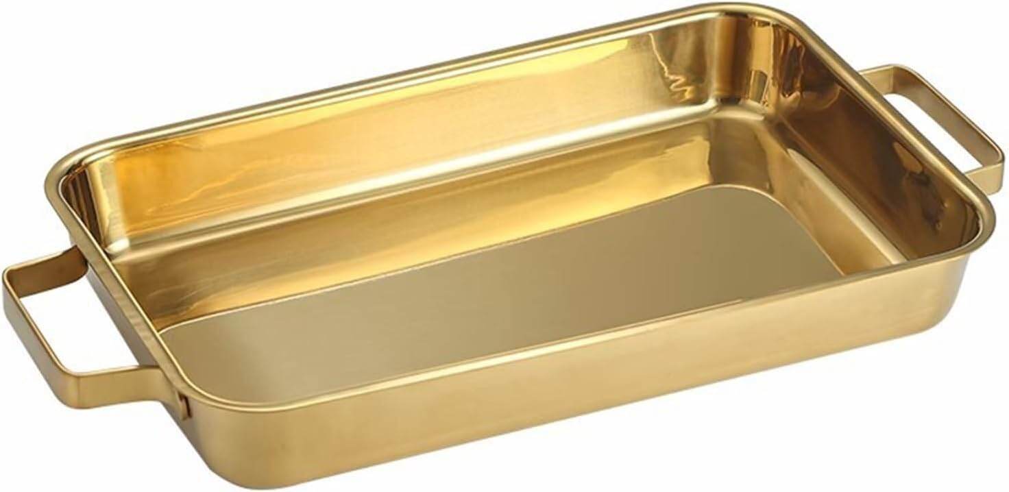 Roasting Pan, Korean Stainless Steel Rectangular Turkey Chicken Roasting Pan with Double Handle - Seafood Lobster Platter Dish - 3 Sizes Deep Roaster