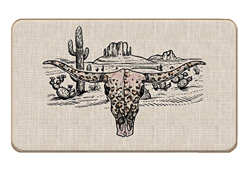 Lacosu Fußmatte, Retro, Westernland, Leopard, Stier, Totenkopf, Kaktus, Wüste, Wilder Westen,...