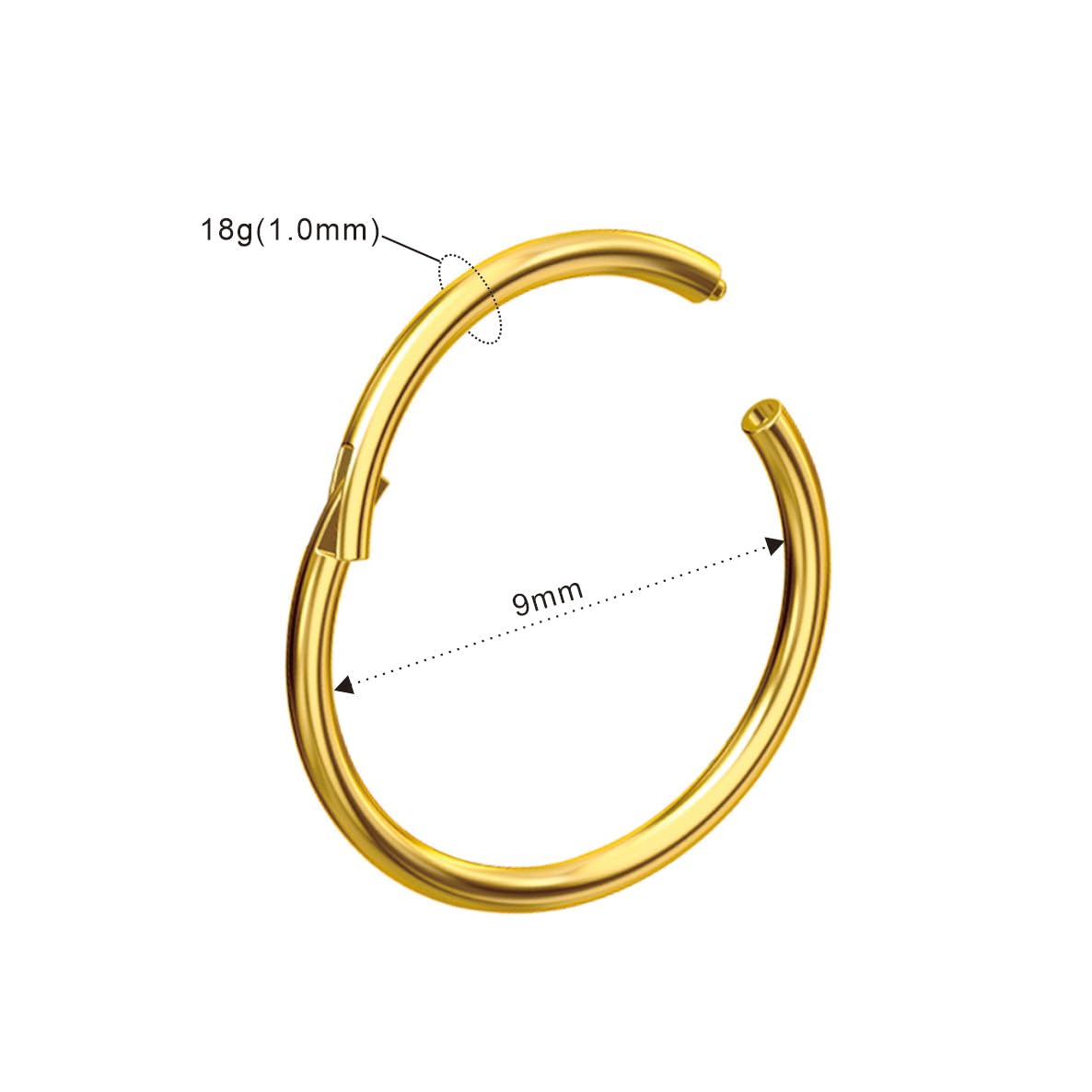 0.8/1.0/1.2/1.6/2.0/2.5/3.0/4.0mnm 316L Segmento de Clicker de acero Anillo de aro de nariz — view 3