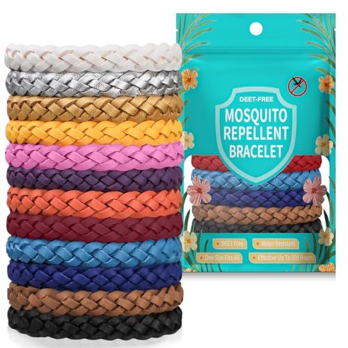 Asddage Mosquito Repellent Bracelet 12 Pack Natural Deet Free Insect Repellent Bands 300 Hours Protection Waterproof and Adjustable for Men Women Kids Travel Gardening Camping Hiking