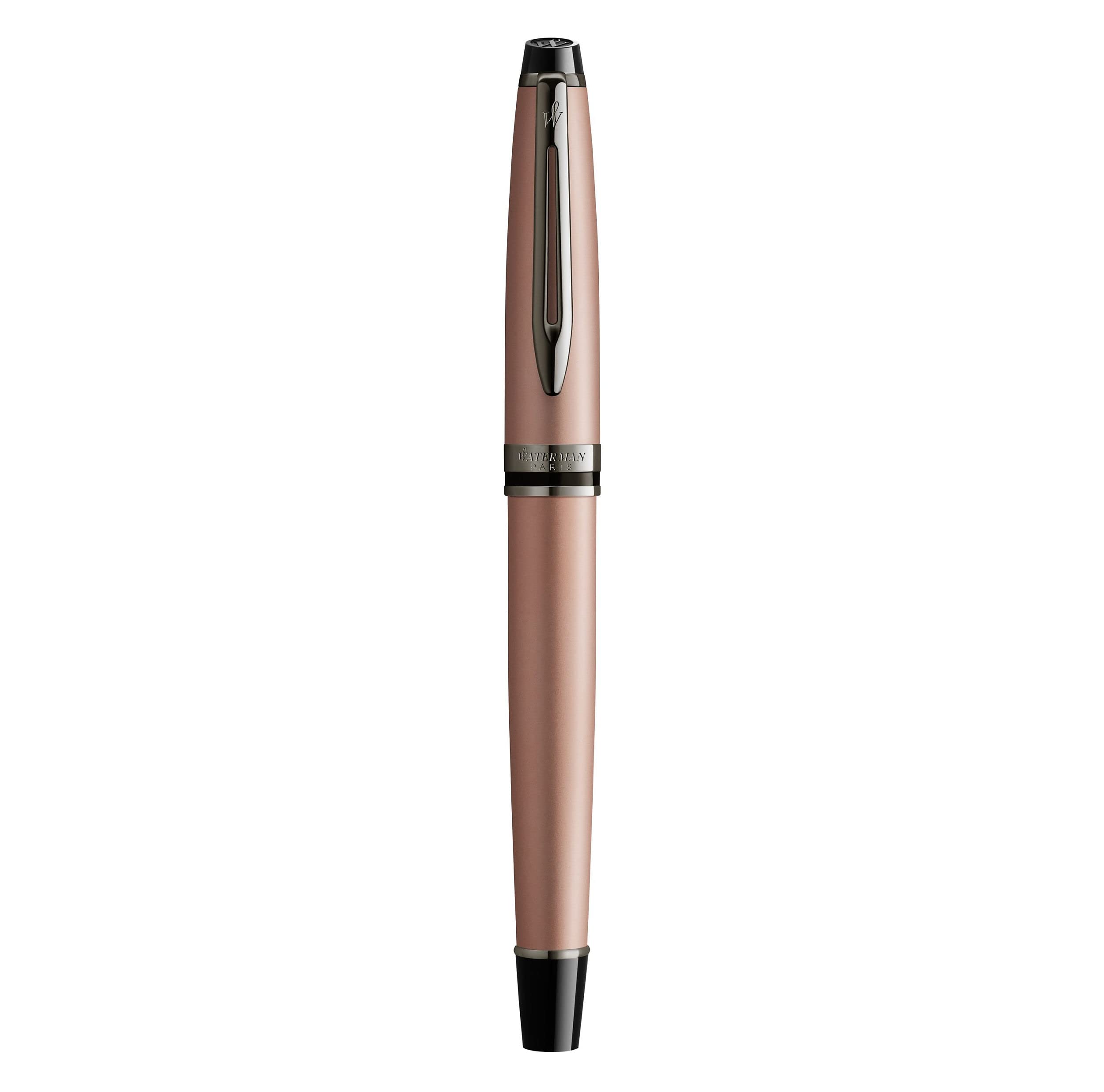 Waterman Expert Rollerball | Rotgoldfarbene Metallic-Lackierung mit Ruthenium-Zierteilen | Feine Spitze | Schwarze Tinte | In Geschenkbox