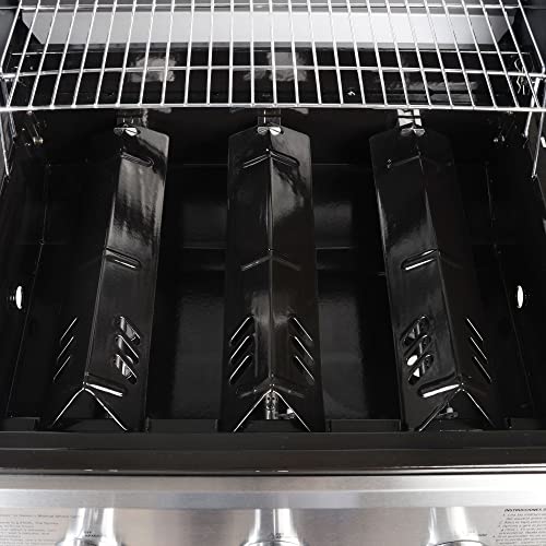 Grill Boss Gbc1932M Outdoor Bbq 3 Burner Propane Gas Grill W/Top Cover Lid, Wheels, & Shelves For Barbecue Cooking, Black (Stainless Steel) #TOP6