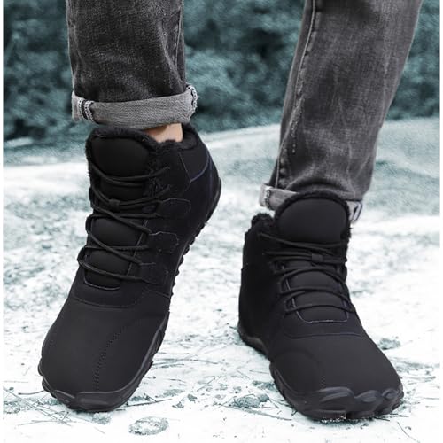 Men's Winter Snow Boots, Warm Fur Lined Winter Boots, Waterproof Hiking Ankle Boots (Black,US 12.5)2