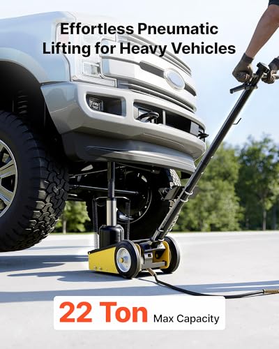 Image of VEVOR 22 Ton Air Hydraulic Floor Jack Trucks Heavy Duty Steel Racing Floor Jack with Single Piston Quick Lift Pump & Extension Posts & Extension Posts, Air Pneumatic Jacks for SUVs, Pickups