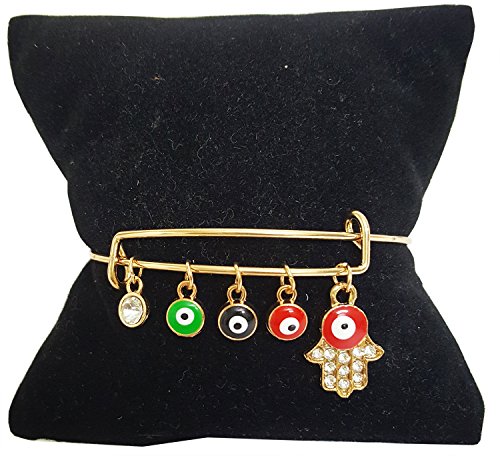 Mehrunnnisa Adjustable Bracelet with Hamsa Hand & Turkish Evil Eye Charms (JWL2290)2