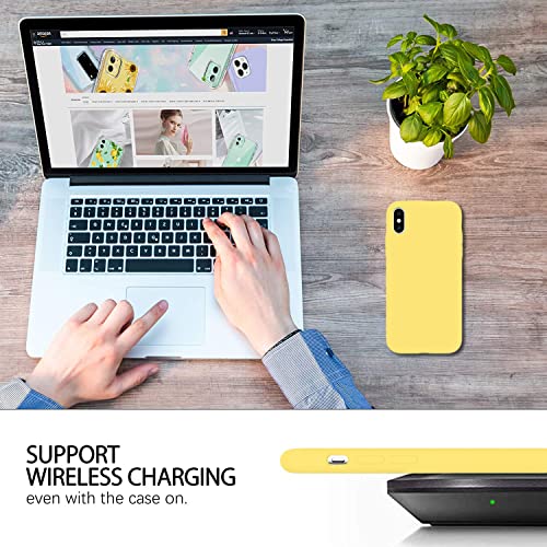 Image of VONZEE iPhone Xs max Cover Wireless Charging Support, Liquid Silicone Gel Rubber Shockproof Back Cover case Candy Phone Cases for iPhone Xs max (Yellow)