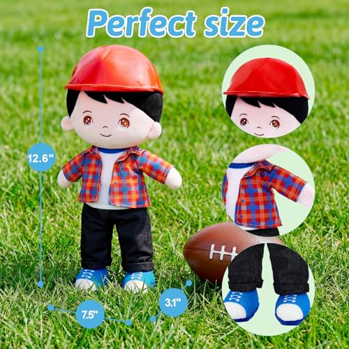 Image of OUOZZZ Soft Plush Baby Boy Doll 12.6 Inch, Red Hat Snuggle Buddy | Perfect Birthday Toy & Gift for 1 Year Old Boys, Cuddly Companion Suitable for Infants & Toddlers