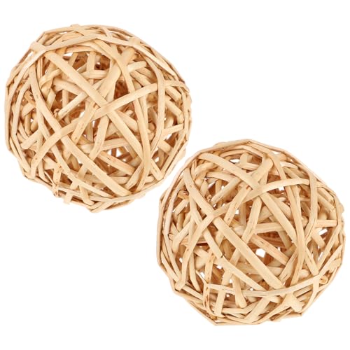 WEKADRIN Lot de 2 Boules en Rotin Tressé Diamètre 10 CM Décorations Rustiques pour Couronnes et Projets DIY Accessoires Naturels pour Décoration de Fête...