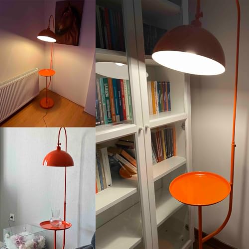 bamyum Gorkiede Floor Lamp Metal, Modern, for Bedroom, Living Room, Children's Room with E27 Socket, 30 cm Wide, Adjustable Lampshade, Orange