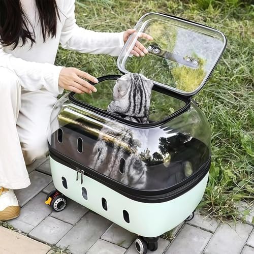 Transportín para mascotas con ruedas de 360°, asa externa para un fácil transporte, ideal para viajar con gatos o perros pequeños de hasta 21.8 kg