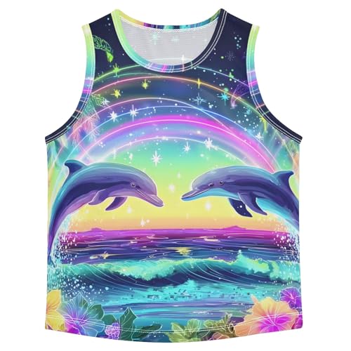 Boys' Tank Top Shirt Glowing Neon Dolphin Sleeveless T-Shirts