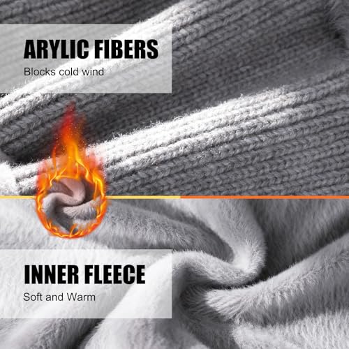 AYPOW Winter Warm Strickmütze Halswärmer-Sets Damen, 3 in 1 Beanie Wintermütze mit Weiches Thermo Fleece Gefüttert, Multifunktional Verstellbar Sturmhaube Gesichtsmaske Frauen für Outdoor-Sportarten