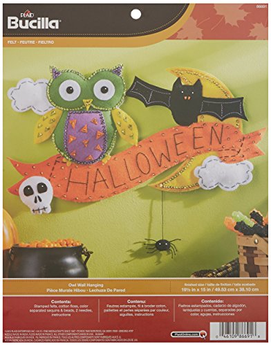 Bucilla Halloween Owl Felt Applique Wall Hanging Kit, 86691 19-1/2 by 15-Inch