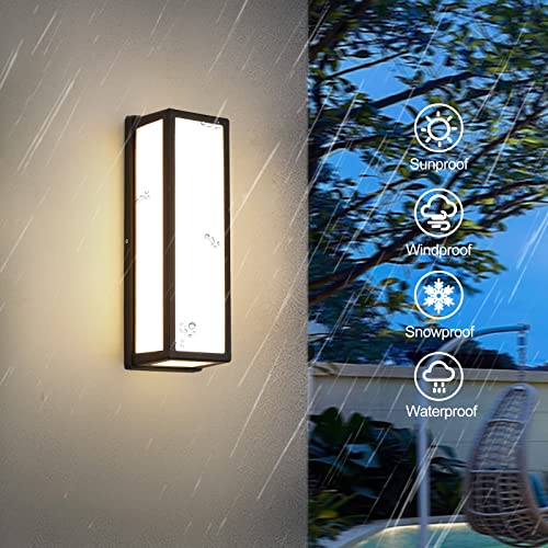 Rosysky Outdoor Wall Sconce 2 Pack 30W Led Modern Porch & Patio Wall Lights Black Exterior Light Fixture Aluminum Sconces Wall Lighting Suitable For Garage,Courtyard,House(3000K) #TOP4