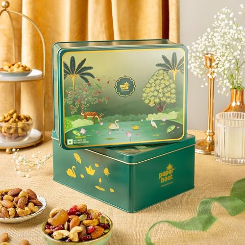 Image of Paper Boat Diwali Dry Fruits Gift Box, 240g - Diwali Gift Hamper | Festive Dry Fruit Gift | Assorted Mixed Nuts, Dry Fruits & Trail Mix | Cashew, Almonds, Berries and Mixed Nuts