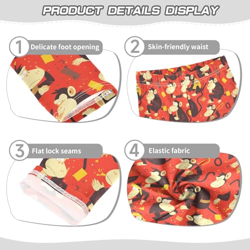 KLL Monkey Red Toddler Baby Girl Leggings Soft High Waisted Leg Yoga Pants Exercise3