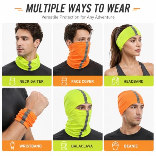 Image of SATINIOR 4 Pcs Neck Gaiter Face Mask for Men Reflective Face Cover Scarf Summer UV Sun Protection Balaclava Bandana for Work