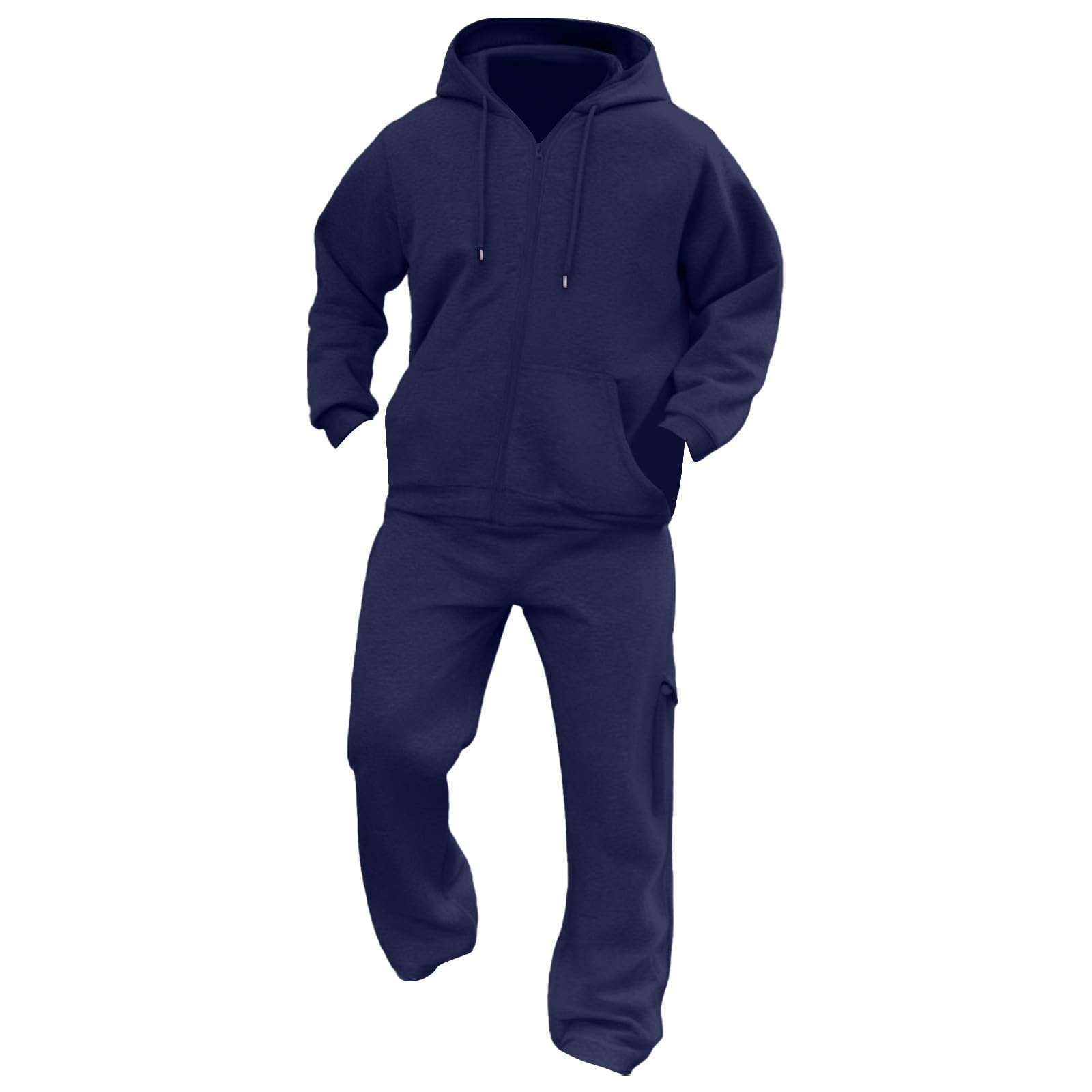 Generisch Tuta da jogging da uomo, per il tempo libero, da uomo, in cotone, calda, Y2K, da corsa, in due pezzi, pantaloni sportivi e con cappuccio, per sport, palestra, da lavoro, 2 pezzi, comoda tuta