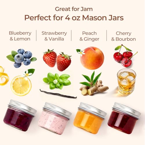Image of ComSaf Mini Mason Jars Bulk 4oz 16PCS, Regular Mouth Mason Jar with Lids and Seal Bands, Small Glass Canning Jar for Spice, Jam, Honey, Jelly, Dessert, Shower Wedding Favors, DIY Candles Decor