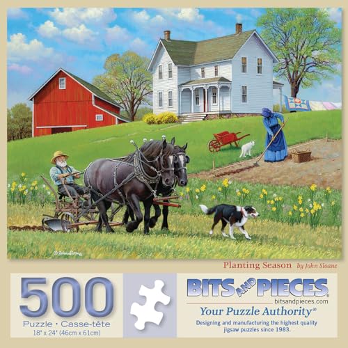 Bits and Pieces - 500 Piece Jigsaw Puzzle for Adults - 18" x 24" - Planting Season - 500 pc Farming Countryside Jigsaw by John Sloane