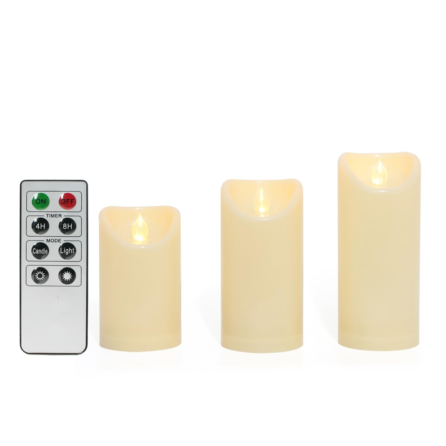 Outdoor Battery Operated Flameless Candles with Remote Timer Waterproof Flickering Plastic Electric LED Pillar Lights for Lantern Patio Garden Wedding Party Decoration 3”x5”,6”,7” 3 Pack