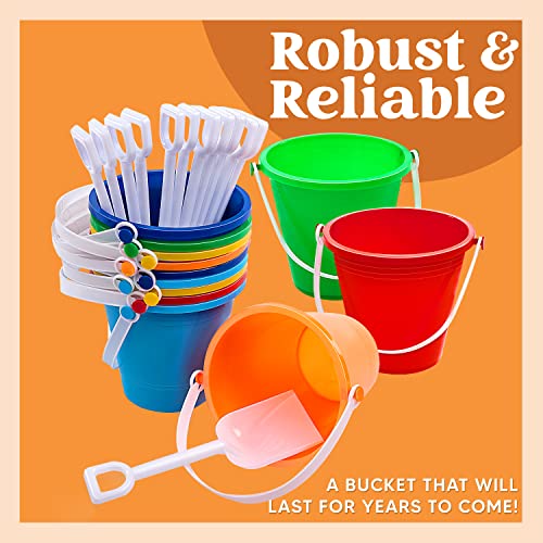 image for Sloosh 12 Sets Sand Buckets with Shovels for Kids Beach Pails Toys Par