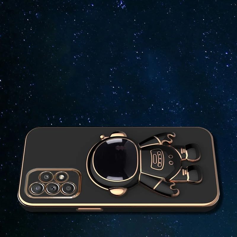 Image of for Samsung Galaxy A73 5G Case Cute 3D Astronaut Stand Design Camera Protection Shockproof Soft Back Cover (for Samsung Galaxy A73 5G, Black)