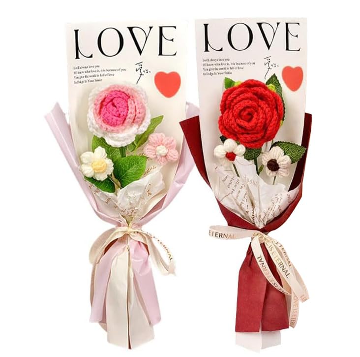 Amazon｜Nikuoan かぎ針編みブーケ ローズフラワー 2個 ハンドメイド