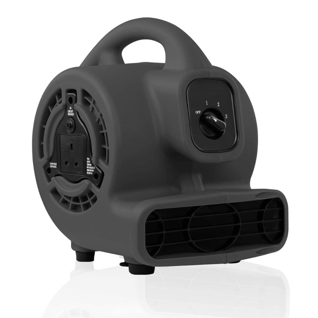STARQ® - 300W Mini Mighty Air Mover Floor Fan Dryer Utility Blower Outdoor Lawn Fan With External Outlet Plug 1400RPM and 1300 Cubic m/hr-image-44
