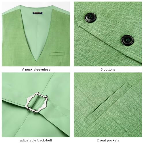 Image of Enlision Men's Suit Vest Business Formal Dress Waistcoat Solid Color Vest for Suit or Tuxedo