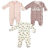 Little Peaches Girls Newborn Baby Cotton Sleepsuits/Sleep Romper/Bodysuits/Jumpsuits, Front Open, Snap Closure, Full Sleeves (6-9 Months, Baby Girl, Pack Of Any 3), Multicolor