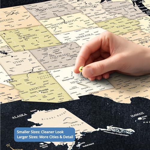 Image of IPIC - Personalized Canvas USA Map Painting for Wall Decor, Pinnable Board Amerika to Mark Travels, Custom Artwork with Names, USA Travel Map for Home, Office, Study, and RV, Ready to Hang
