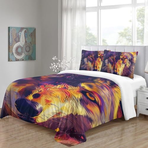 Parure de lit loup anti-transpiration en microfibre douce housse 140x200 - 5