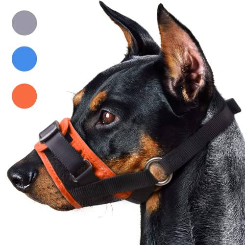 Supet Muselière de sécurité réglable museau en cuir pour chien anti-mordre et à mâcher (L, orange) Cover