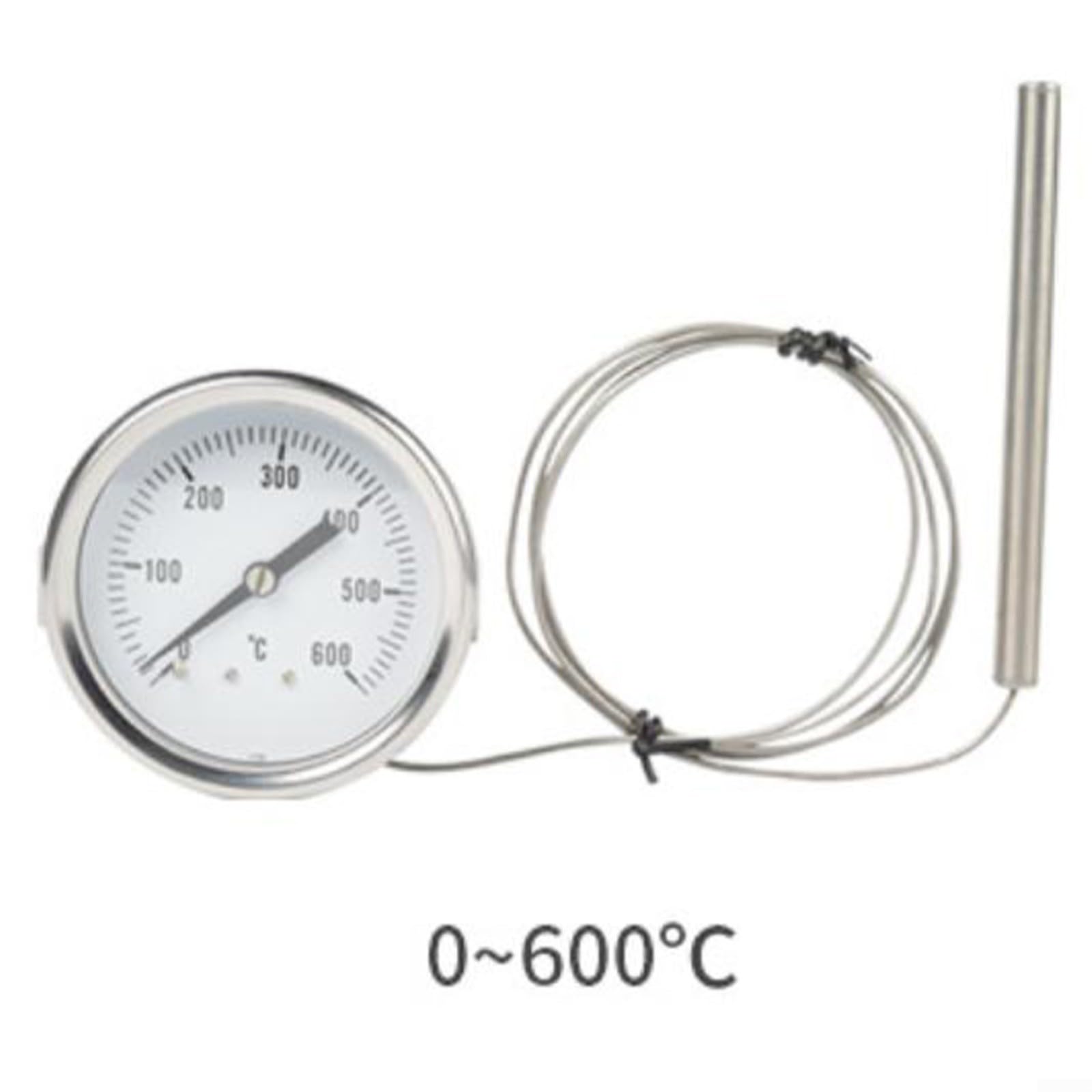 ZYNCUE Termometro industriale in acciaio inox 0°C-600°C con sonda da 1 m per forni, caldaie e camini, manometro antiruggine
