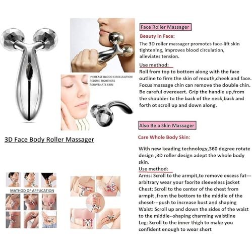 Image of 3D Manual Solar Powered Roller Face Body Massager Skin Lifting Wrinkle Remover Facial Massage For Relaxation and Tightening (Silver)