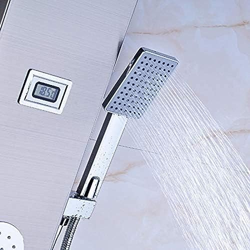 Panel de ducha con efecto lluvia y cascada, grifo digital para baño, juego multifuncional con chorros miniatura 6