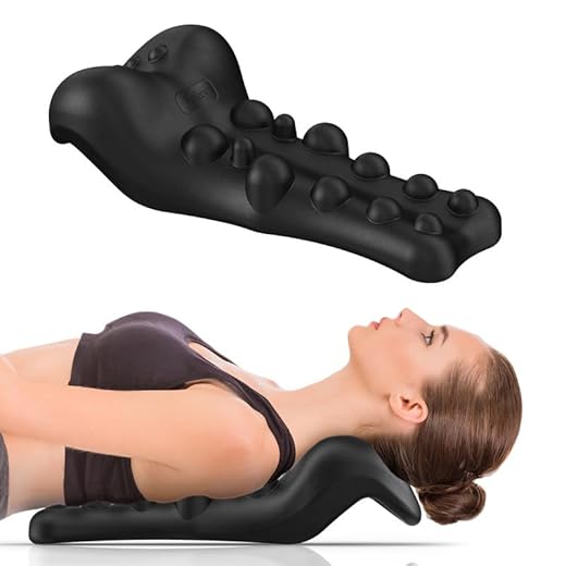 Relajador de Cuello y Hombros con Punto de Masaje en la Parte Superior de la Espalda,corrección de postura,almohada quiropráctica para aliviar el dolor de las articulaciones maxilomandibulares(Negro)