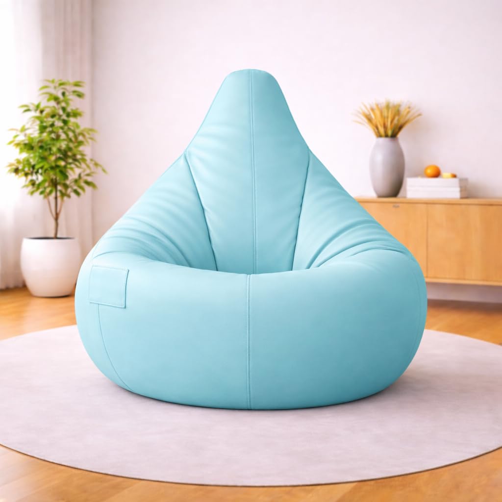 5XL Tear Drop Bean Bag Chair with Ergonomic Neck & Back Support | Premium Leatherette Bean Bag Cover (Without Beans) | Upto 150 Kg Capacity | Jumbo XXXXL Size Lounger for Living Room-image-44