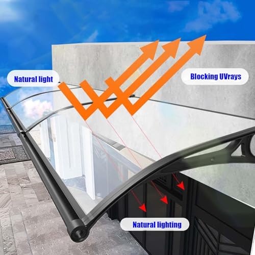 Auvent de porte contre la pluie avec gouttière en polycarbonate pour porche et terrasse - 5