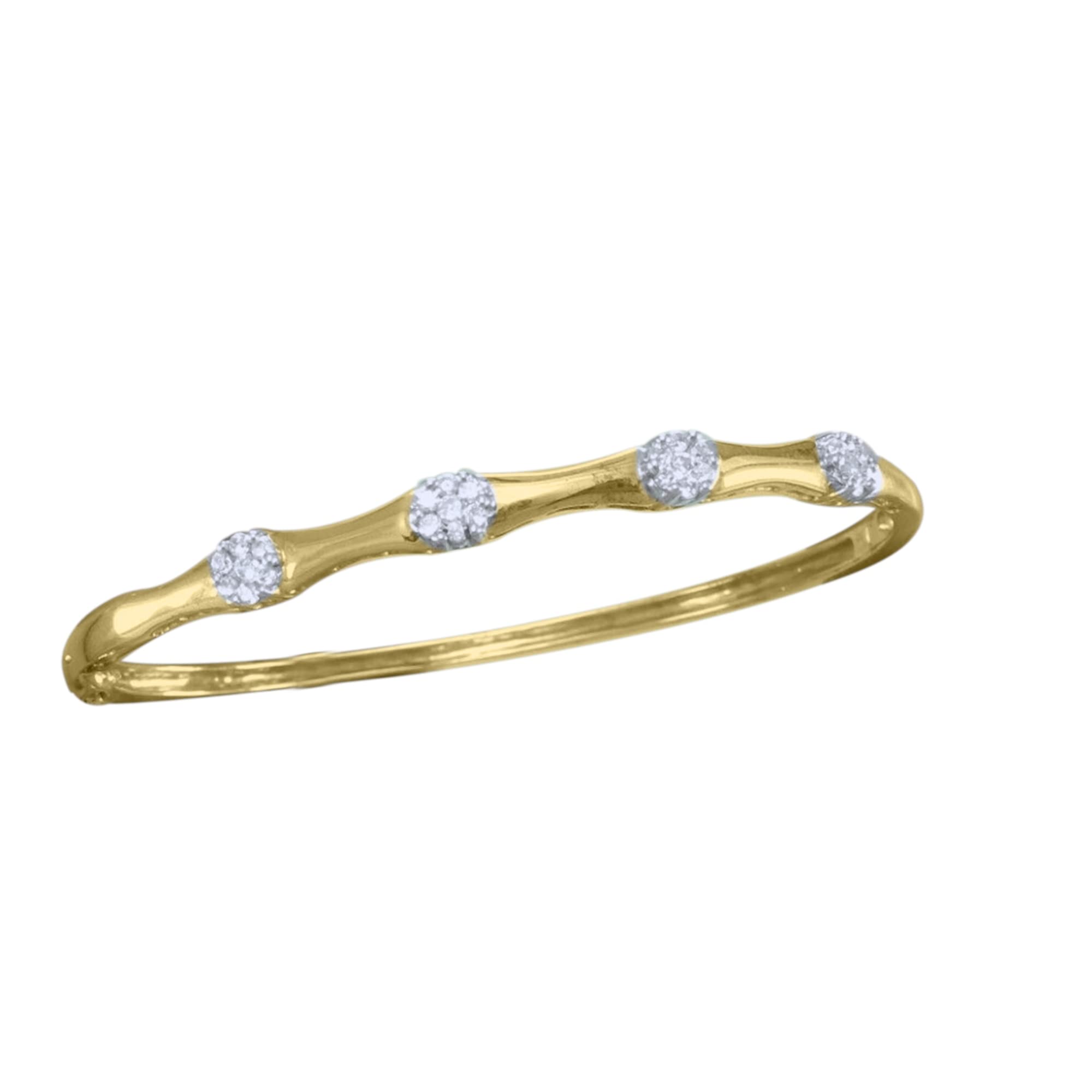 Pretty Jewels 0 50 Carat ctw Round Cut White Diamond Station Bangle Bracelet In 10k Or 14k Solid