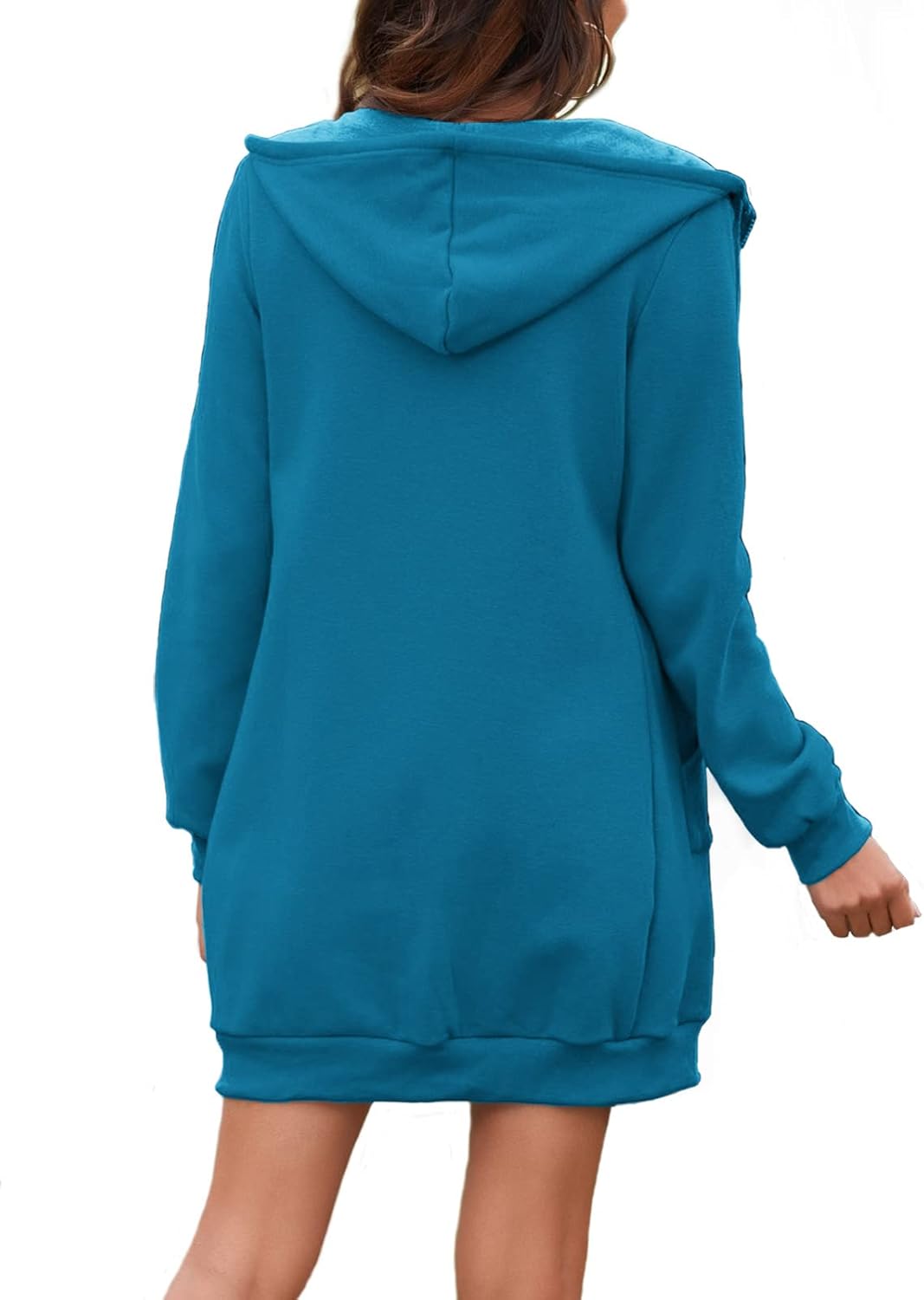 Locryz Women's Zip Up Hoodies Long Tunic Sweatshirts Oversized Fleece Sweatshirt Long Hoodie Fall Jacket Coat with Pocket - Image 2