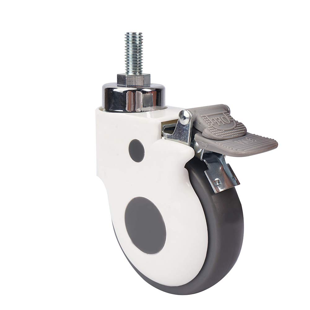 4 Ruedas giratorias para Hospital carretilla 3'' 75 mm / 4'' 100 mm Hilo M8 / M12 Tarea pesada ruedas con freno 360kg Silencio Caucho Ruedas giratorias Para muebles y transporte industrial.