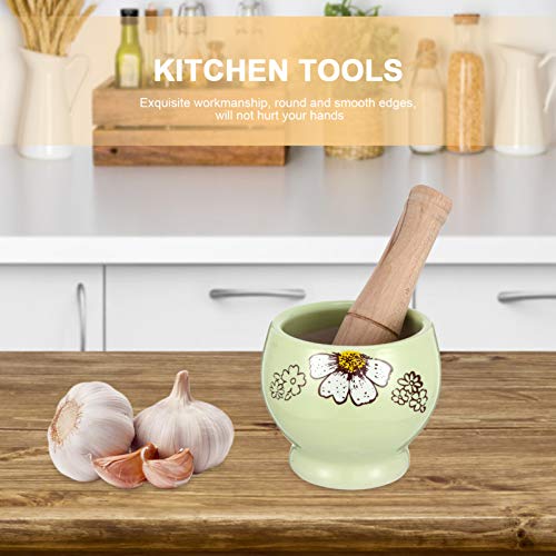 Hemoton – Tigela de cerâmica para moer alho pequena de porcelana para argamassa e pilão de cerâmica