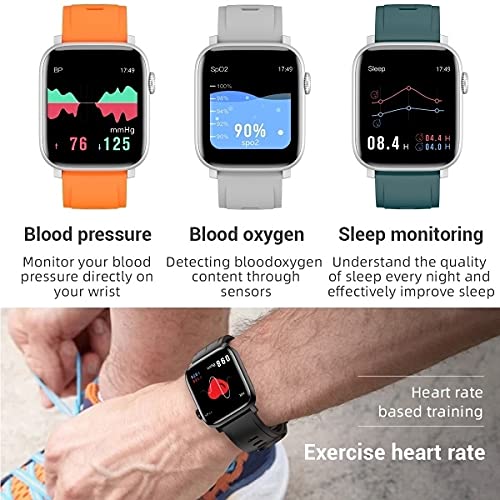 [CN] Smart Watch Bluetooth con Funzione Frequenza Cardiaca/Pressione Sanguigna/Ossigeno nel Sangue/Monitoraggio del Sonno/Promemoria Sedentario (Argento)