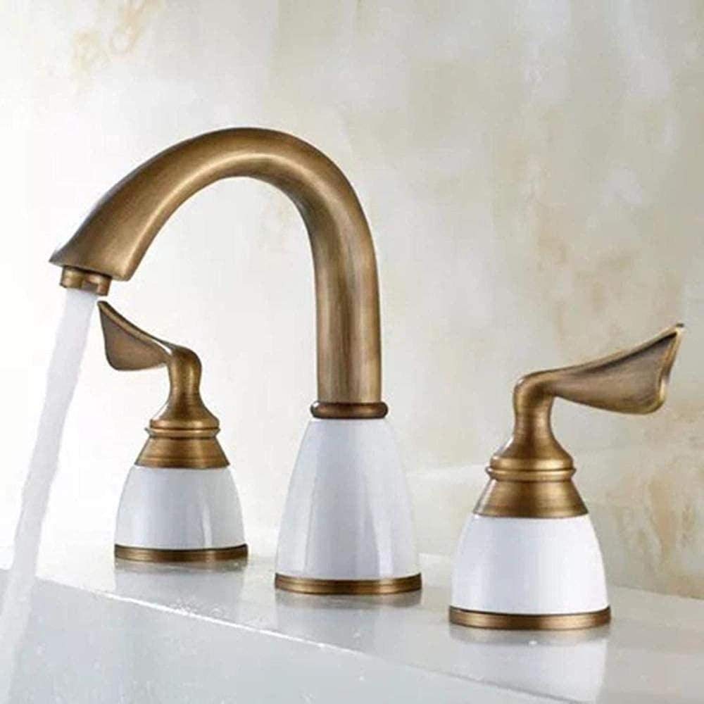 Robinet à trois trous en cuivre pour bassin de salle de bain