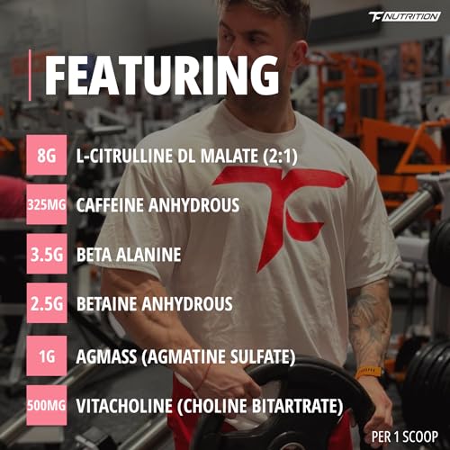 Image of TC Nutrition Batch 27 Pre Workout Powder - 8g Citrulline, 3.5g Beta Alanine, 2.5g Betaine, 325mg Caffeine | Instant Energy, Focus, Pumps, & Strength, 20 sv (Strawberry Kiwi Slushie)